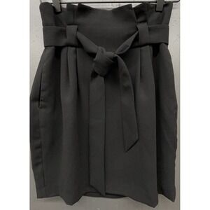 Express Skirt 4 Black Pencil Pleats Belt Tie Pocket Career Office Work Party New